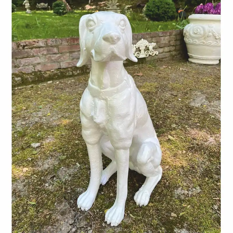 Bestpreis Casa Padrino sculpture décorative de chien en bronze blanc H. 70 cm - Décoration de jardin
