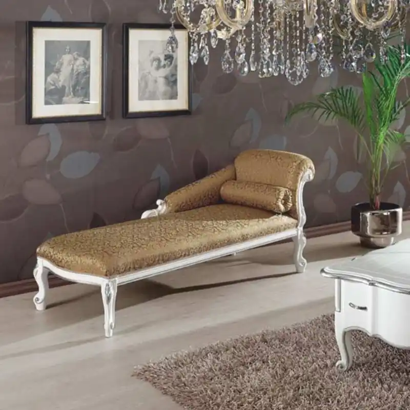 Casa Padrino chaise longue baroque de luxe or / blanc / argent 166 cm - Fabriqué en Italie Sonderaktion