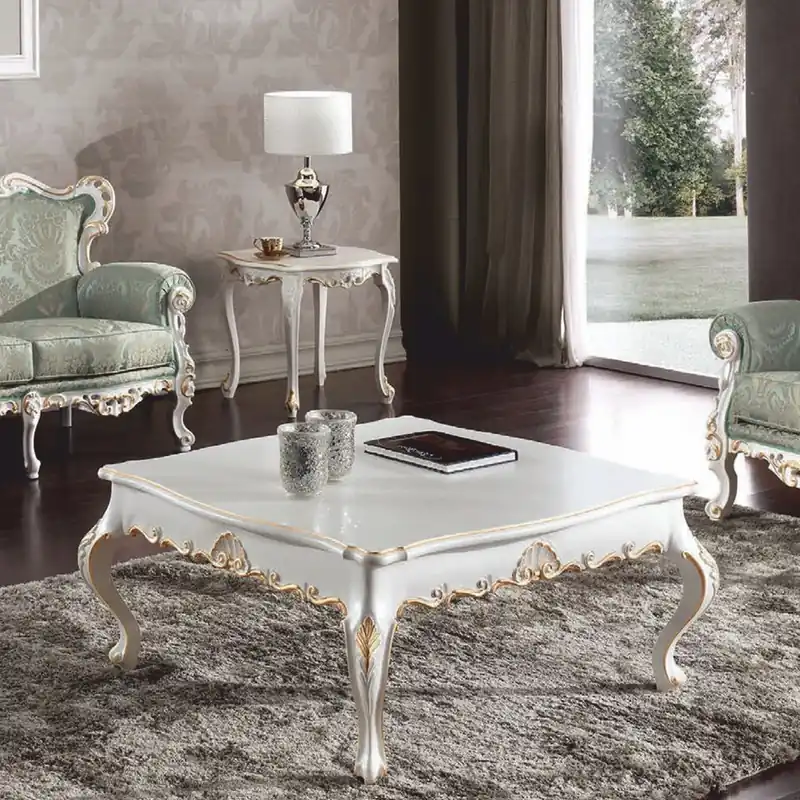 Geprüft Casa Padrino table basse baroque de luxe blanc / or 104 cm - Fabriqué en Italie