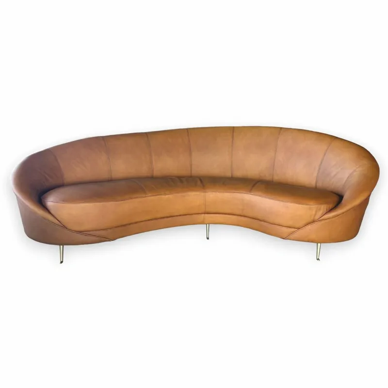 Sonderangebot Casa Padrino canapé en cuir de luxe marron clair / laiton 230 cm - Meubles de salon en cuir