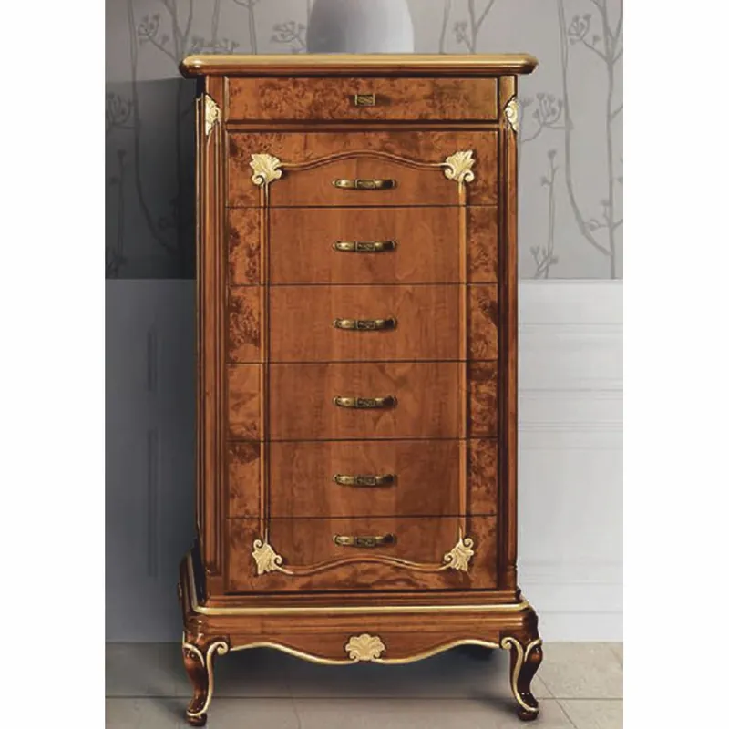 Casa Padrino commode baroque de luxe avec 7 tiroirs marron / or H. 135 cm - Fabriqué en Italie Letzte Chance