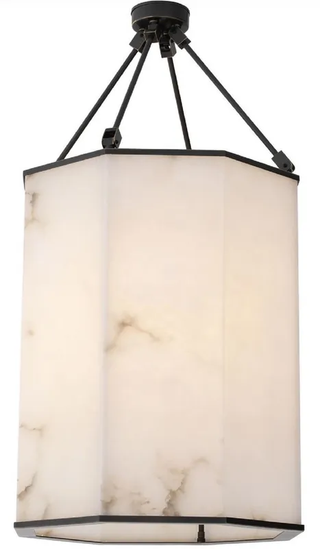 Preis Gesenkt Casa Padrino lampada da soffitto di lusso bronzo / alabastro 49 x 49 x A. 95 cm - Lanterna da soffitto nobile in metallo con paralume in alabastro - Qualità di Lusso