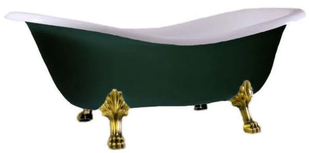 Bestseller Casa Padrino vasca da bagno Art Nouveau di lusso bianco / verde muschio / oro 188 x 83 x A. 69 cm - Vasca da bagno retrò indipendente con piedi di leone - Mobili da bagno retrò