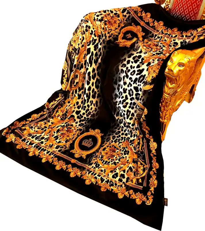 Expressversand Coperta di lusso Pompöös di Casa Padrino corone barocche / leopardo / oro di Harald Glööckler con strass