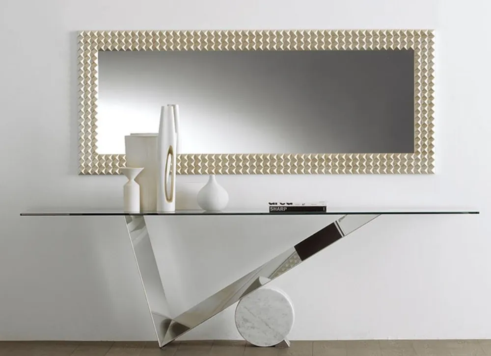 Must-Have Casa Padrino consolle di design argento / bianco - Diverse Misure di Tavolo - Consolle con piano in vetro - Mobili soggiorno moderni - Collezione di Lusso