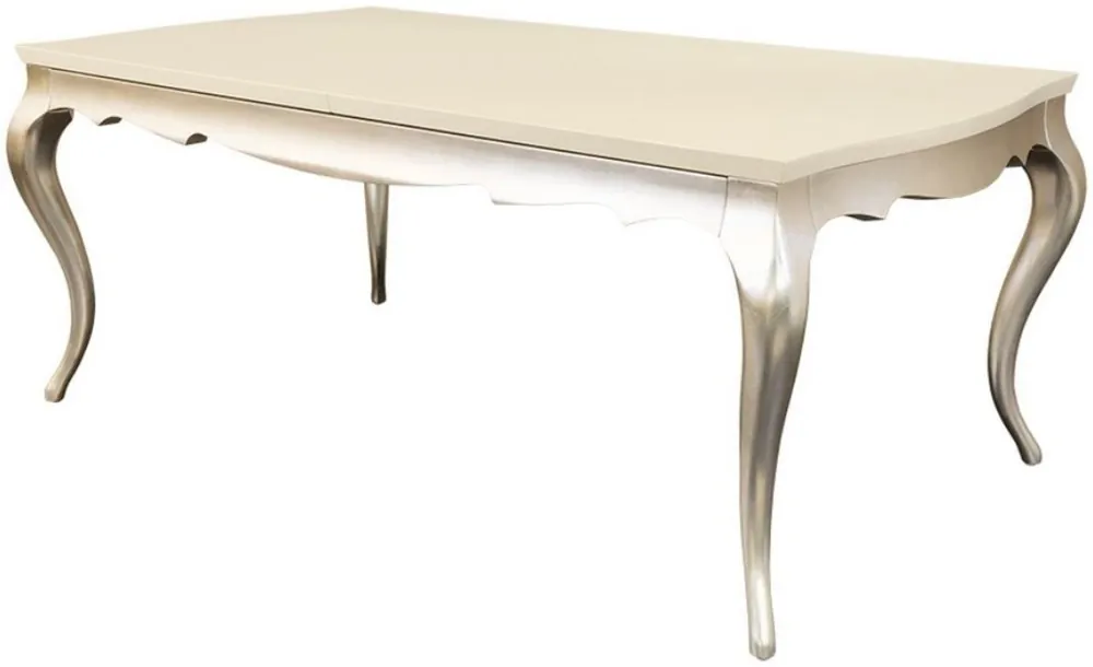 Garantierte Lieferung Casa Padrino tavolo da pranzo Art Deco crema / argento 189-240 x 108 x A. 76 cm - Tavolo da cucina allungabile in legno massello - Mobili per Sala da Pranzo Art Deco