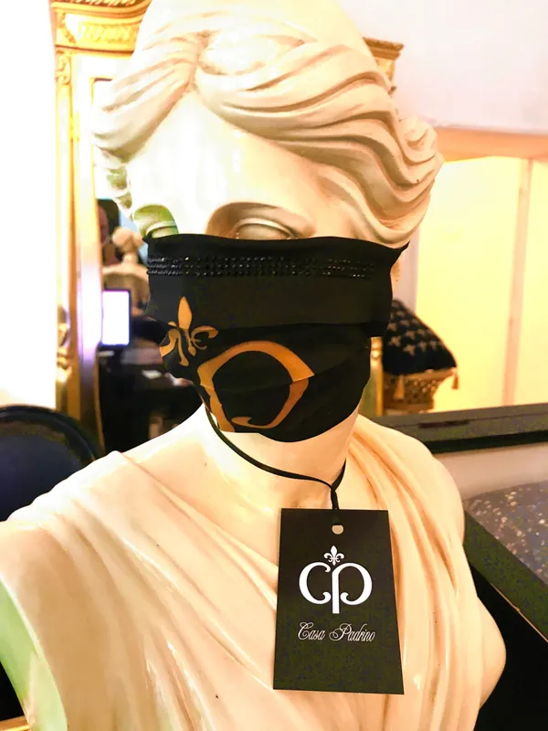 Casa Padrino Bling Bling Mask Black / Gold - Maschera CP con strass neri Rabatt