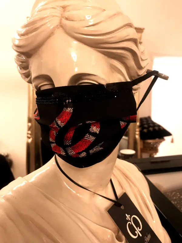 Echt Casa Padrino Bling Bling Snakes Black / Red - Maschera CP con strass neri
