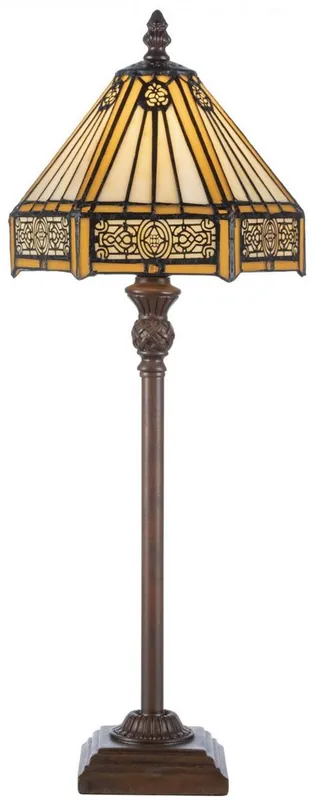 Casa Padrino Lampada da Tavolo Tiffany di Lusso Giallo / Nero / Marrone 20 x 20 x A. 51 cm - Elegante Lampada da Scrivania - Accessori Deco Letzte Chance