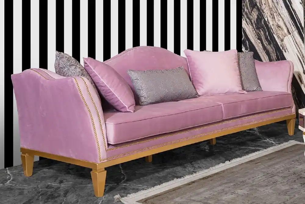 Casa Padrino divano barocco di lusso rosa / oro - Elegante divano da soggiorno in stile barocco - Mobili da soggiorno in stile barocco fatti a mano Direkt Vom Hersteller