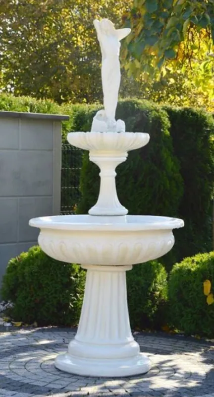 Casa Padrino fontana Art Nouveau signora bianco Ø 94 x A. 209 cm - Magnifica Fontana da Giardino - Fontana Decorativa da Giardino - Accessori Decorativi da Giardino Barocco e Art Nouveau Preisknaller