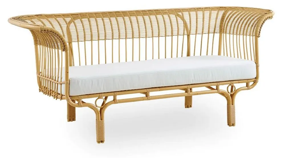 Casa Padrino divano da giardino di lusso con cuscino del sedile naturale / grigio chiaro 193 x 76 x A. 81 cm - Divano da giardino e patio resistente alle intemperie - Mobili da Giardino e Patio Highlight