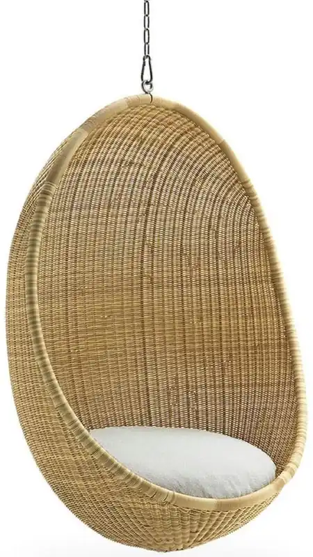 Sofort Bestellen Casa Padrino poltrona sospesa per esterni di lusso naturale / grigio chiaro 85 x 72 x A. 120 cm - Sedia sospesa da giardino e patio resistente alle intemperie a forma di uovo - Mobili da Giardino