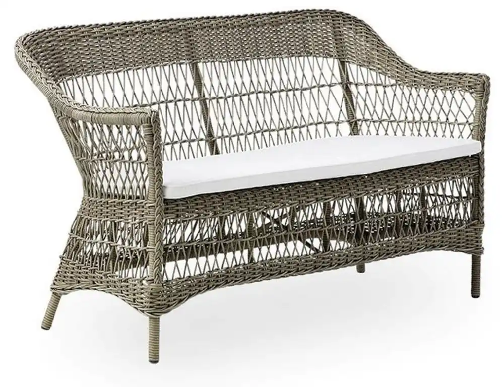 Casa Padrino divano da giardino di lusso con cuscino del sedile grigio antico / bianco 134 x 66 x A. 86 cm - Divano da giardino e patio resistente alle intemperie - Mobili da Giardino e Patio Neue Ware