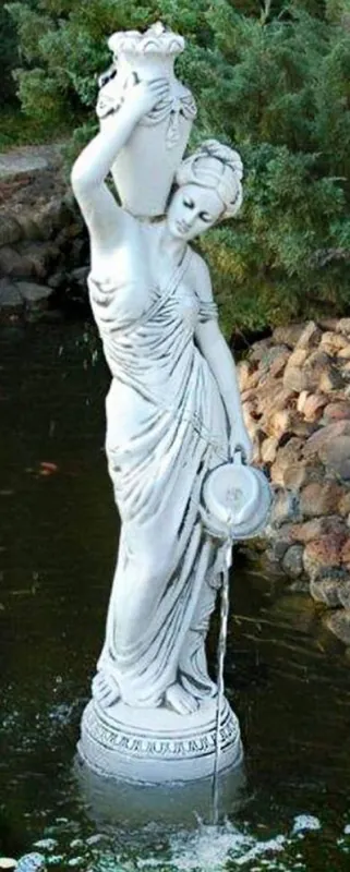Casa Padrino scultura gargoyle Art Nouveau donna con vaso e brocca grigio A. 135 cm - Elegante figura in pietra gargoyle - Accessori per la Decorazione del Giardino Barocco e Art Nouveau Preiswert