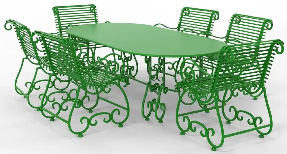 Casa Padrino set di mobili da giardino in ferro battuto Art Nouveau - Vari Colori - 1 Tavolo da Giardino Ovale e 6 Sedie da Giardino con Braccioli - Mobili da Giardino e Patio Art Nouveau Heißes Angebot