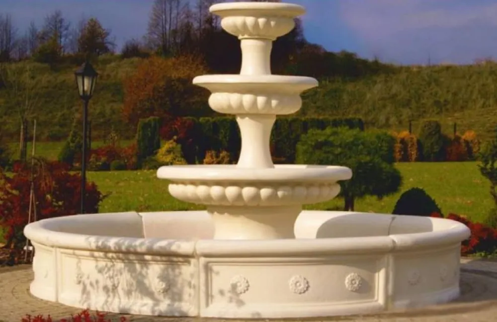 Geprüft Casa Padrino fontana decorativa da giardino barocco sabbia Ø 255 x A. 171 cm - Fontana da giardino barocco - Fontana con bordo - Accessori decorativi barocchi per giardini e terrazze
