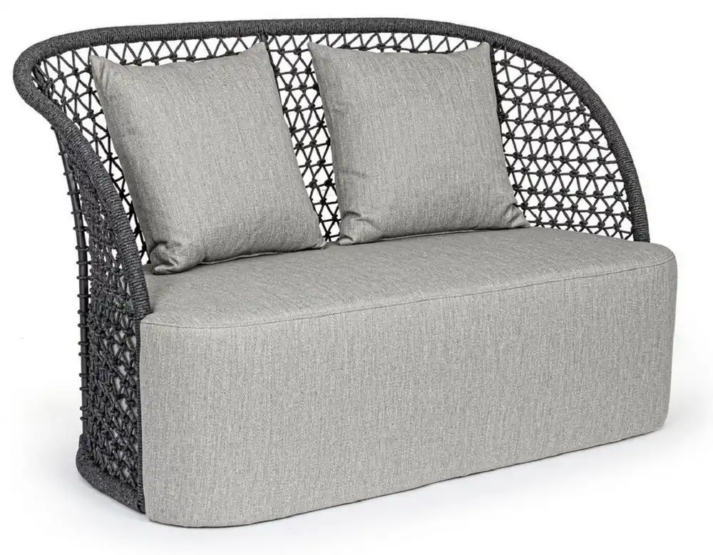 Markenprodukt Casa Padrino divano da giardino di lusso con cuscini grigio / antracite 150 x 81 x A. 93 cm - Divano da giardino e patio resistente alle intemperie - Mobili da Giardino e Patio