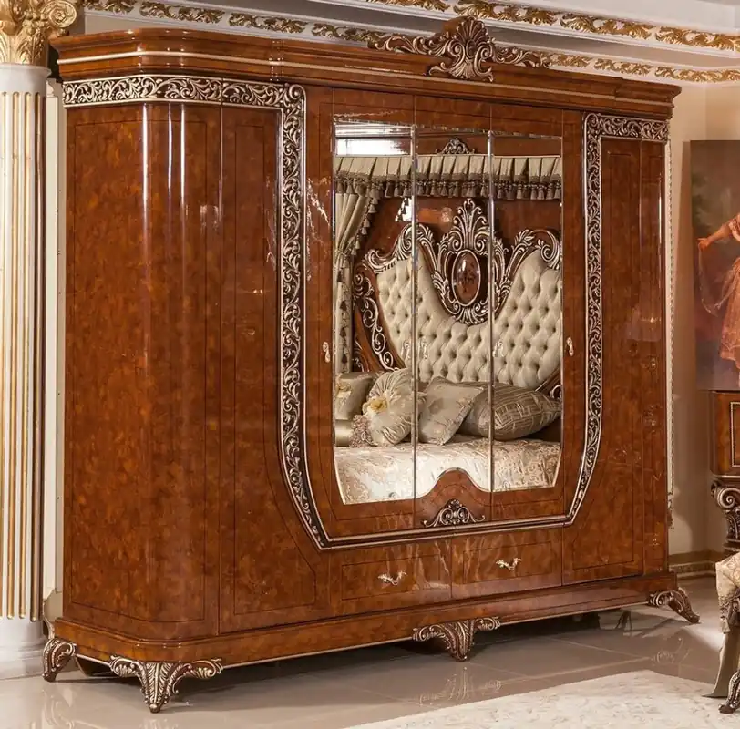 Casa Padrino armadio da camera da letto barocco di lusso marrone / bronzo - Magnifico guardaroba in legno massello in stile barocco - Mobili per camera da letto barocco - Nobile e Magnifico Saisonangebot