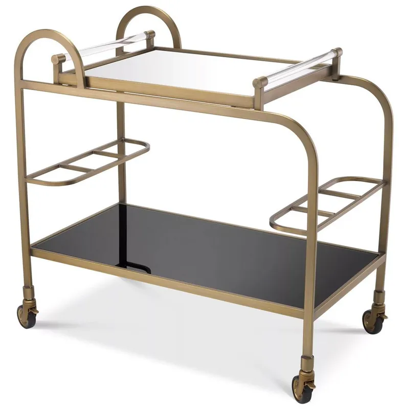 Casa Padrino carrello da portata di lusso con vassoio estraibile ottone / nero 83 x 45 x A. 75,5 cm - Carrello Gastronomia Ristorante Hotel - Accessori di Lusso Mega-Angebot