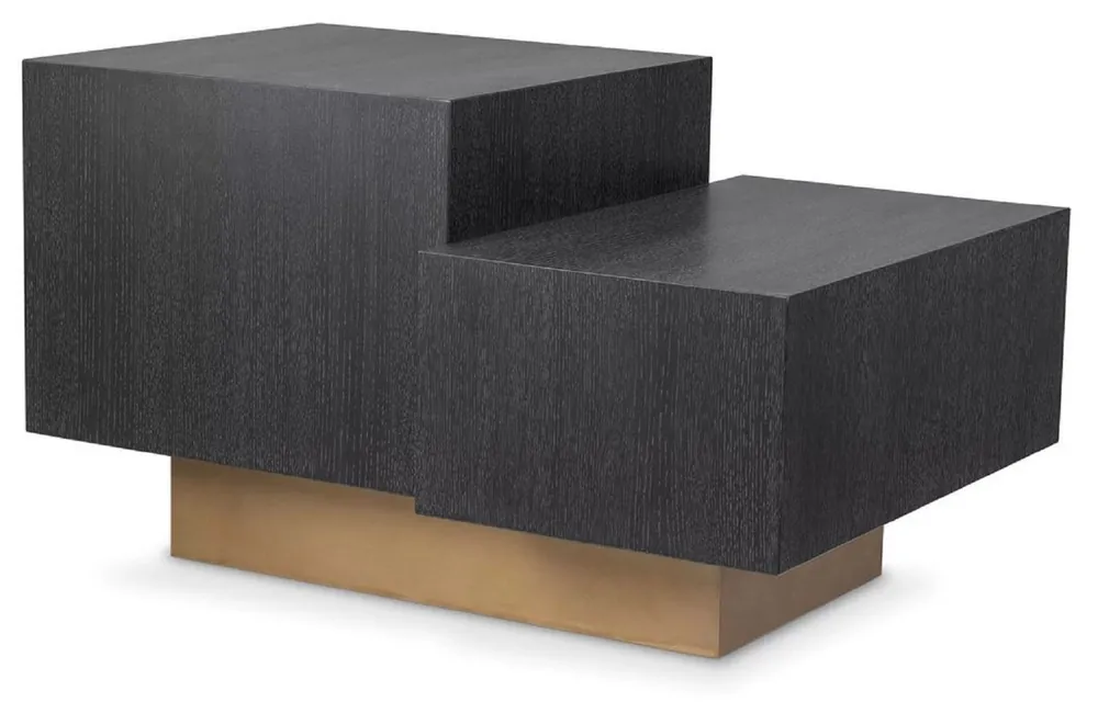 Bestpreis Casa Padrino tavolino di lusso nero grigio / ottone 70,5 x 50 x A. 40,5 cm - Tavolo da soggiorno moderno - Mobili di design di lusso