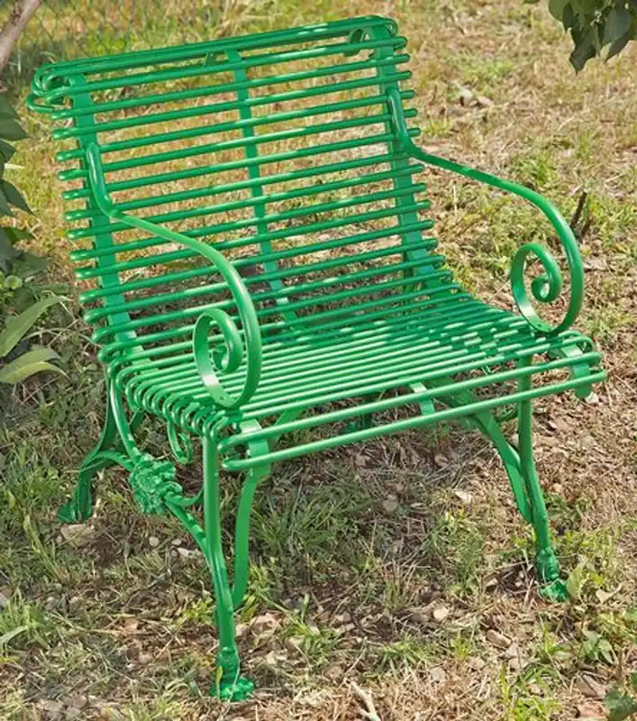 Kracherpreis Casa Padrino sedia da giardino Art Nouveau verde 65 x 60 cm - Sedia in ferro battuto fatta a mano con braccioli - Mobili da giardino nostalgici