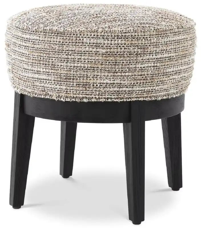 Casa Padrino sgabello di lusso beige / nero Ø 45,5 x A. 47 cm - Sgabello rotondo da soggiorno - Sgabello rotondo moderno - Mobili di Lusso Solange Der Vorrat Reicht