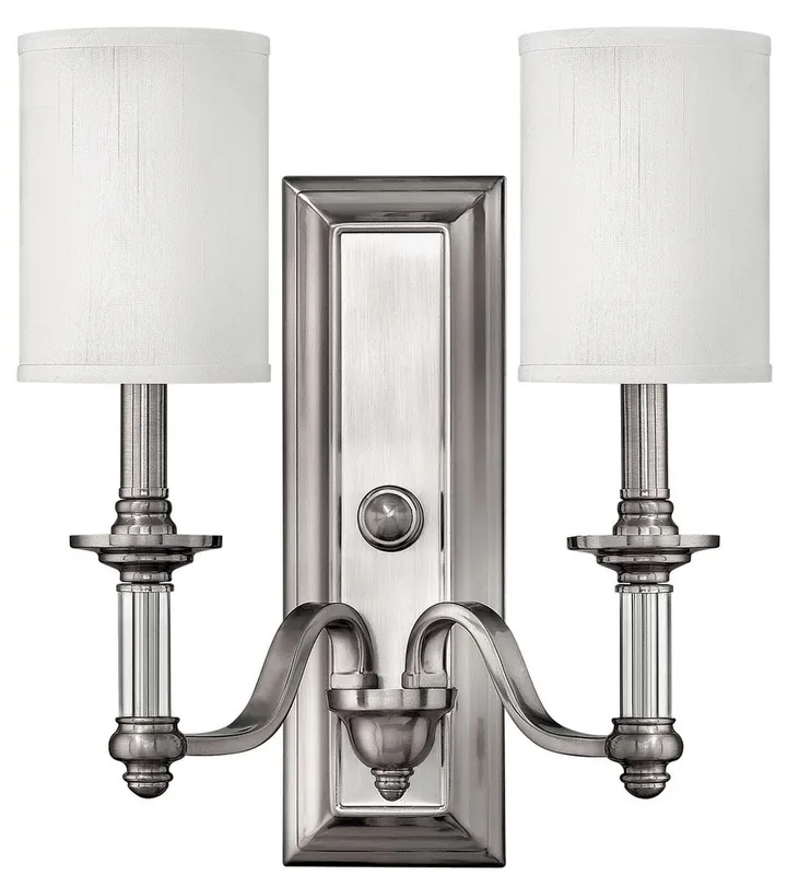 Casa Padrino lampada da parete doppia Art Nouveau argento / bianco 39,4 x 17,1 x A. 40 cm - Elegante lampada da parete per hotel e ristoranti - Lampade da Parete Barocco e Art Nouveau Must-Have