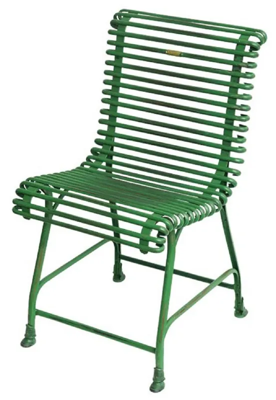 Markenware Casa Padrino sedia da giardino Art Nouveau verde 44 x 50 cm - Sedia in ferro battuto fatta a mano - Mobili in ferro battuto da giardino e patio nostalgici