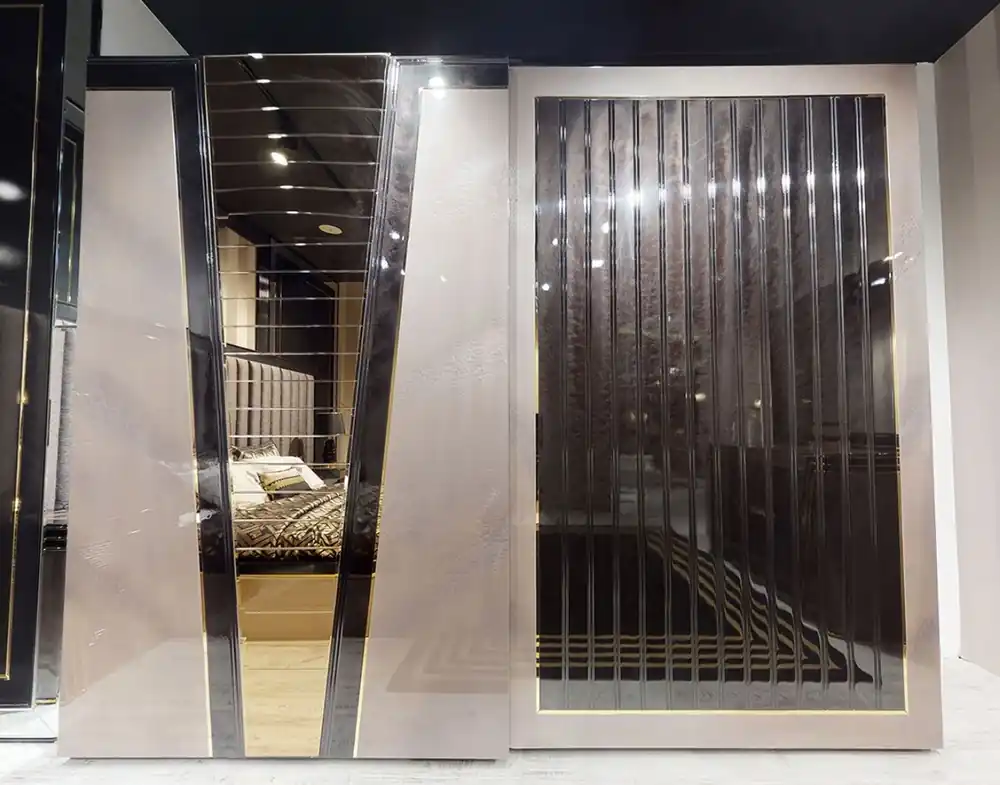 Casa Padrino armadio per camera da letto di lusso grigio / nero / oro - Armadio moderno a specchio con 2 ante scorrevoli - Mobili per Camera da Letto e Hotel di Lusso Jetzt Kaufen