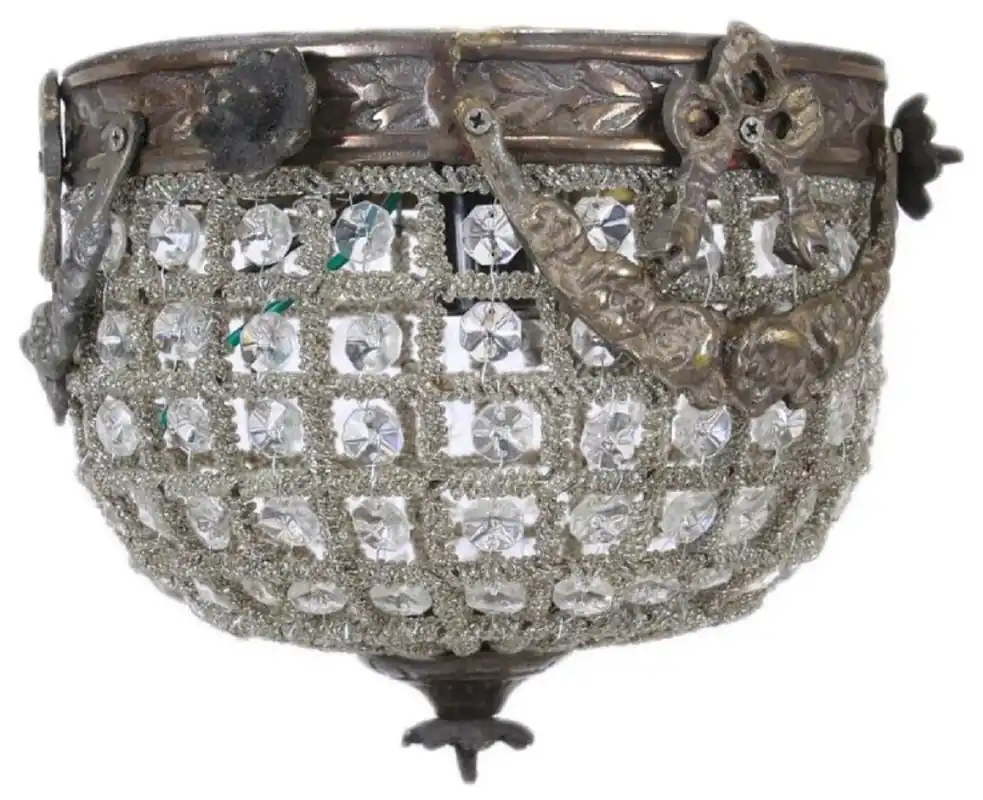 Direktkauf Casa Padrino lampada da soffitto in cristallo barocco ossidato Ø 20 cm - Lampada da soffitto rotonda in stile barocco - Luci Barocche - Nobile e Magnifica