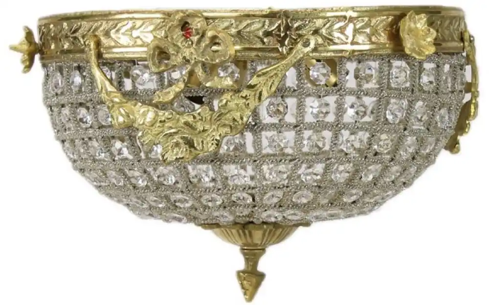 Echt Casa Padrino lampada da soffitto in cristallo barocco oro Ø 30 cm - Lampada da soffitto rotonda in stile barocco - Luci Barocche - Nobile e Magnifica