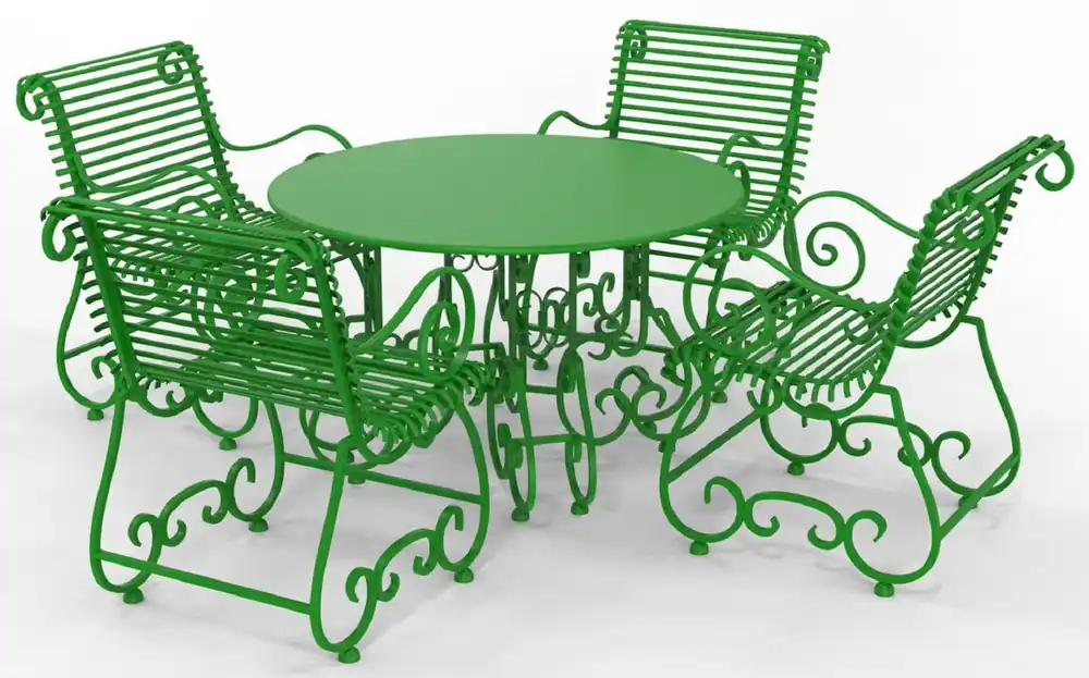 Casa Padrino set di mobili da giardino in ferro battuto Art Nouveau - Vari Colori - 1 Tavolo da Giardino Rotondo e 4 Sedie da Giardino con Braccioli - Mobili da Giardino e Patio Art Nouveau Neue Ware
