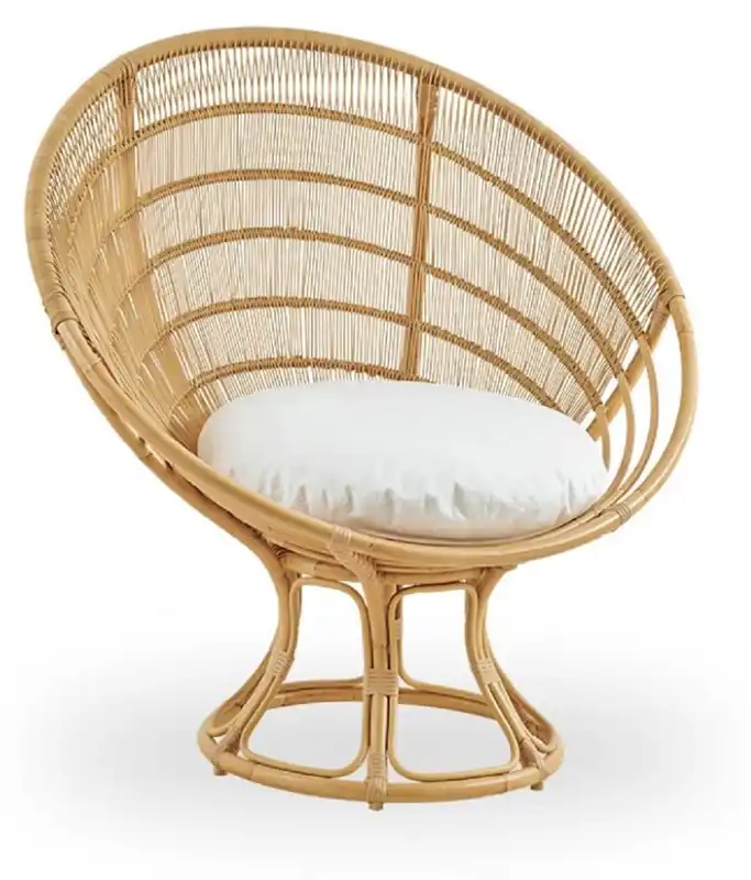 Casa Padrino poltrona da giardino di lusso naturale / bianca 100 x 74 x A. 102 cm - Poltrona da giardino e patio resistente alle intemperie con cuscino del sedile - Mobili da Giardino e Patio Bestpreis