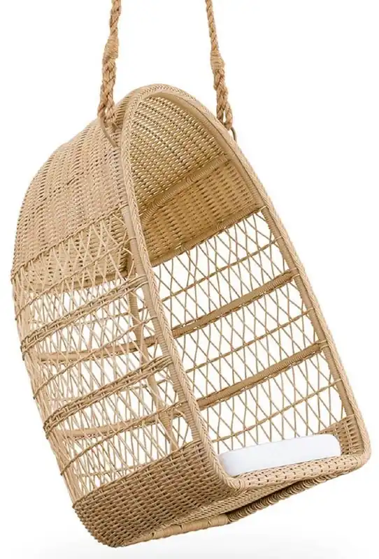 Casa Padrino poltrona sospesa per esterni di lusso naturale / bianco 66 x 63 x A.113 cm - Sedia sospesa da giardino e patio resistente alle intemperie - Mobili da Giardino e Patio Nur Heute