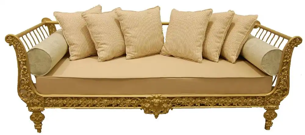 Casa Padrino divano barocco di lusso oro 212 x 87 x A. 77 cm - Divano in forgiato a mano con cuscini - Divano Soggiorno - Divano da Giardino - Divano Patio - Mobili Barocchi Schnäppchen