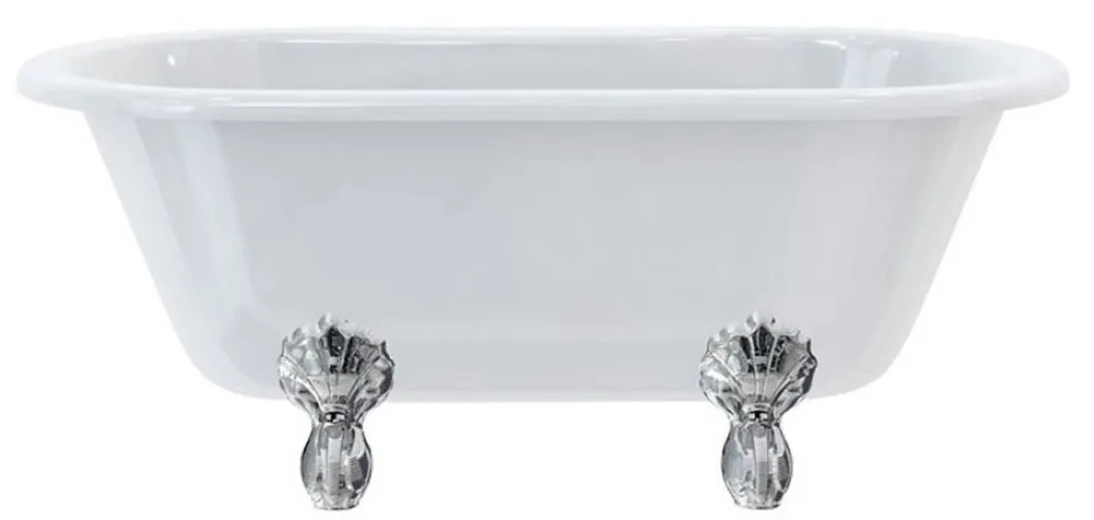 Nur Für Kurze Zeit Casa Padrino vasca da bagno Art Nouveau di lusso bianco / argento 150 x 75 x A. 63,5 cm - Vasca da bagno indipendente retrò in acrilico - Mobili da bagno retrò