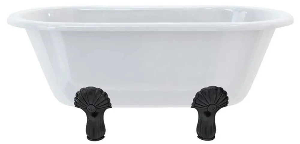Casa Padrino vasca da bagno Art Nouveau di lusso bianco / nero 150 x 75 x A. 63,5 cm - Vasca da bagno indipendente retrò in acrilico - Mobili da bagno retrò Preiswert