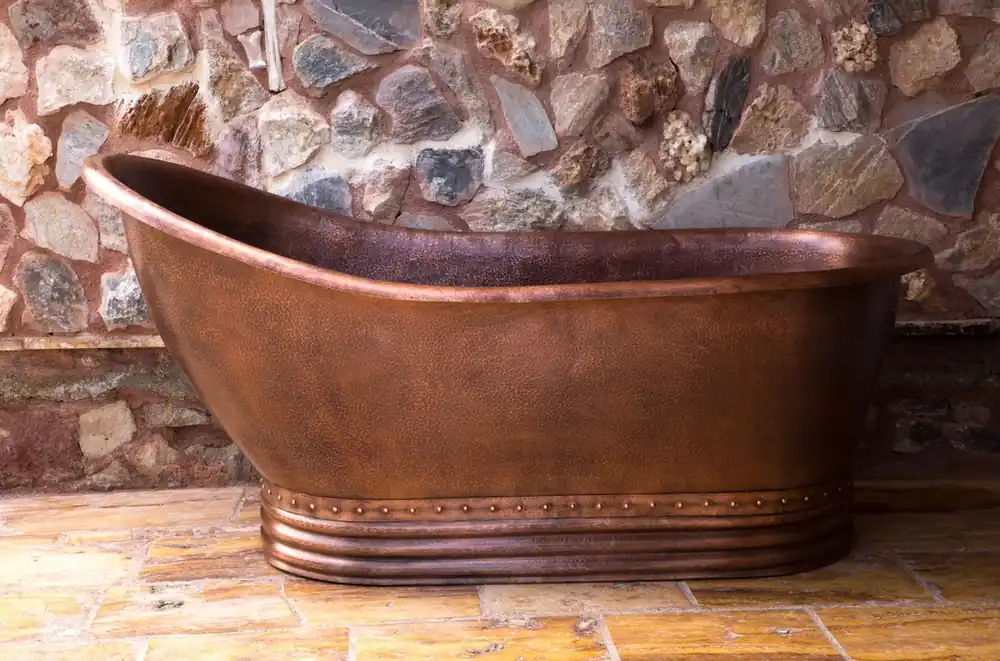 Casa Padrino vasca da bagno in rame Art Nouveau di lusso 170 x 84 x A. 81 cm - Vasca da bagno retrò autoportante - Mobili da bagno in rame rustici Abverkauf