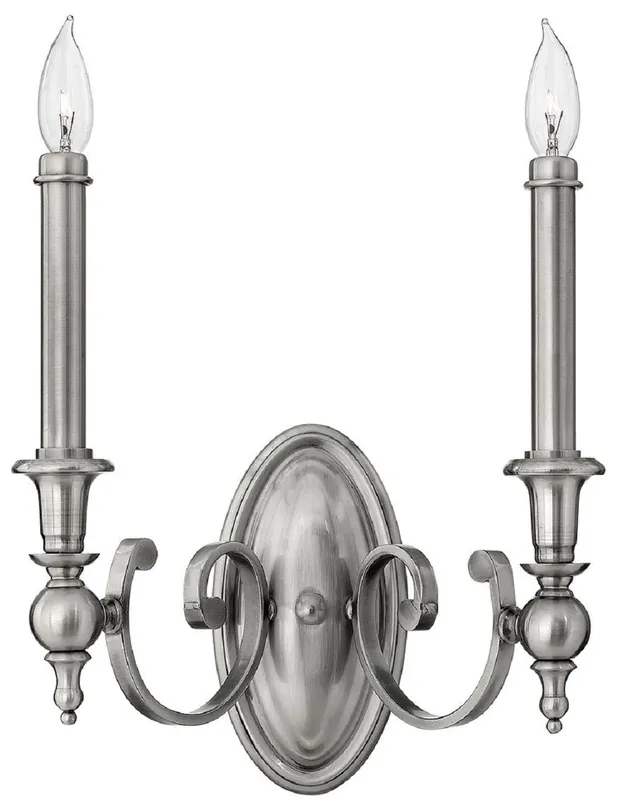 Casa Padrino lampada da parete doppia barocco argento antico 34,9 x 16,5 x A. 38,1 cm - Elegante lampada da parete per hotel e ristoranti - Lampade da Parete Barocco e Art Nouveau Letzte Chance