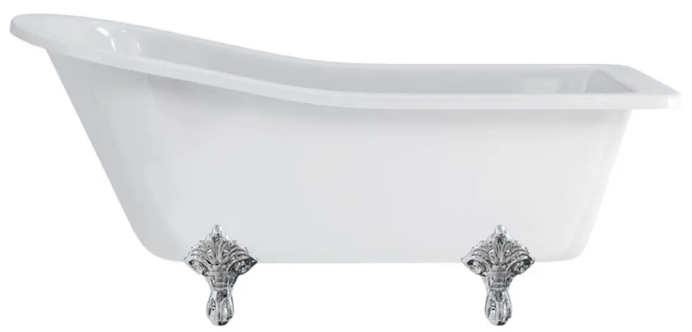 Casa Padrino vasca da bagno Art Nouveau di lusso bianco / argento 169 x 73 x A. 77 cm - Vasca da bagno indipendente retrò in acrilico - Mobili da bagno retrò Highlight