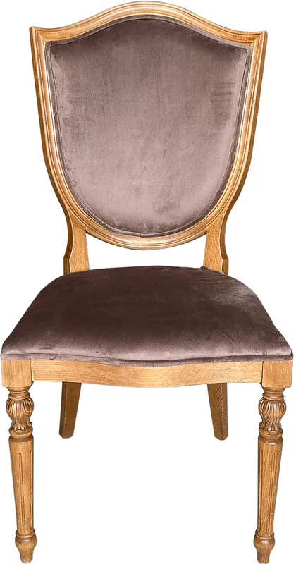Neu Im Sortiment Casa Padrino sedia da pranzo Art Deco di lusso marrone / naturale - Elegante sedia in legno massello con tessuto in velluto pregiato - Mobili per Sala da Pranzo Art Deco