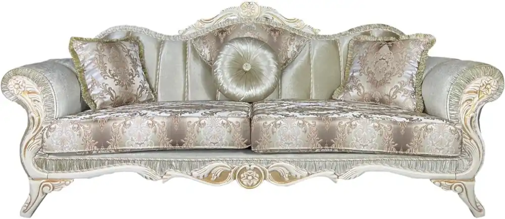 Casa Padrino divano barocco di lusso verde / bianco / oro - Magnifico divano da soggiorno con motivo elegante - Mobili da soggiorno barocchi Markenware