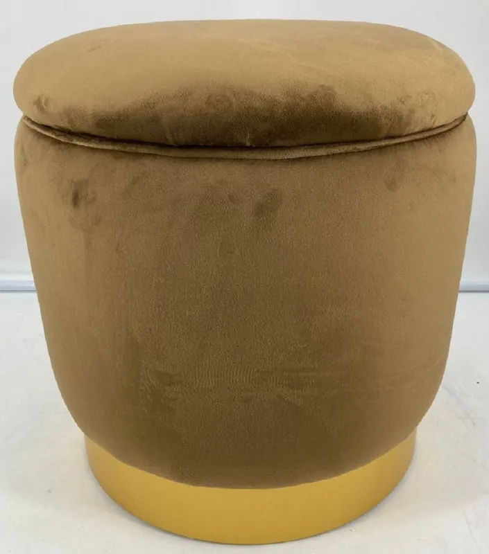 Casa Padrino sgabello di lusso ocra / oro Ø 41 x A. 43 cm - Sgabello rotondo in velluto con coperchio e vano portaoggetti - Mobili da Soggiorno Neu