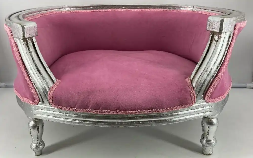 Casa Padrino letto per cani barocco rosa / argento - Mobili per cani barocchi - Mobili per animali barocchi - Magnifici mobili per animali in stile barocco Sonderangebot
