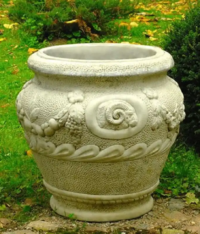 Expressversand Casa Padrino vaso di fiori decorativo da giardino barocco grigio Ø 59 x A. 66 cm - Magnifico vaso per piante in stile barocco - Accessori per la decorazione di giardini e terrazze barocchi