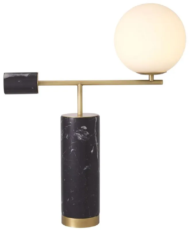 Casa Padrino lampada da tavolo di lusso ottone antico / nero / bianco 51 x 20 x A. 62,5 cm - Lampada da scrivania in marmo con paralume in vetro - Collezione di Lusso Preisreduziert