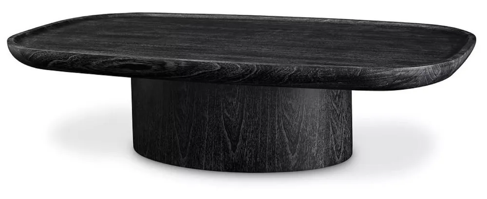 Casa Padrino tavolo da salotto di lusso nero grigio 140 x 79,5 x A. 35 cm - Tavolo da soggiorno in legno massello - Mobili da soggiorno in legno massello - Qualità di Lusso Top-Preis