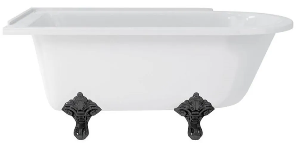 Casa Padrino vasca da bagno Art Nouveau di lusso bianco / nero 150 x 75 x A. 65 cm - Vasca da bagno indipendente retrò in acrilico - Mobili da bagno retrò nostalgica Bestpreis