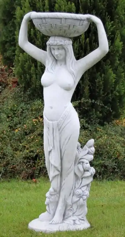 Casa Padrino Scultura Art Nouveau del Giardino Donna con Vaso di Fiori Grigio A. 98 cm - Elegante Decorazione da Giardino Figura in Pietra - Accessori Decorativi da Giardino Barocco e Art Nouveau Billig